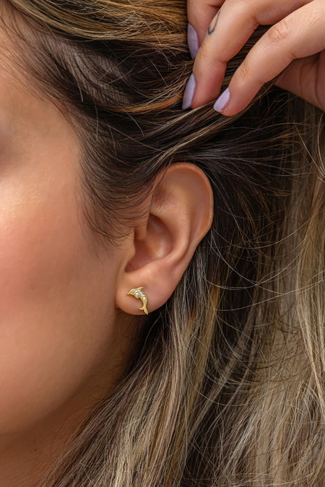 Heliophilia Silver Pendientes de Plata de Ley 925 con Baño de Oro y Circón
